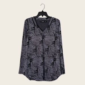 Attitudes by Renee Gray Snake Print Cutout V-Neck Tunic Top